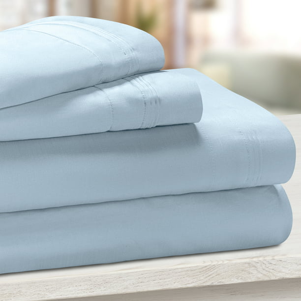 Blue Solid Deep Pocket Bed Sheet Set 1000 Count Egyptian Cotton Sheet